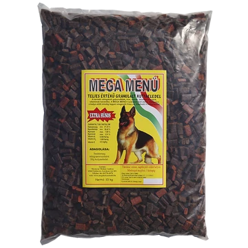 MEGA MENÜ teljes értékű granulált kutyaeledel Extrahúsos 10kg